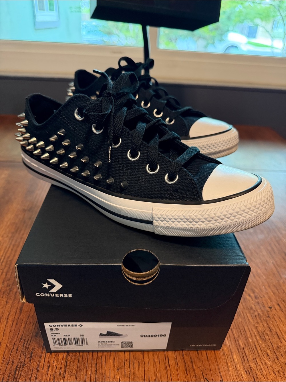 Converse Black Canvas Low-Top Sneakers with Silver Studs
